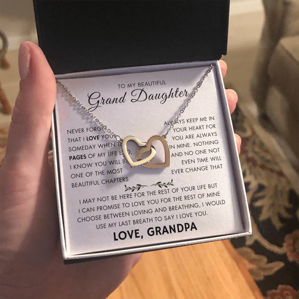 "To My Grand Daughter - Never Changing Love from Grandpa - Love Knot Necklace"