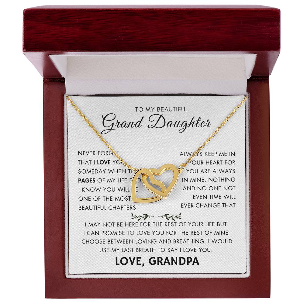 "To My Grand Daughter - Never Changing Love from Grandpa - Love Knot Necklace"