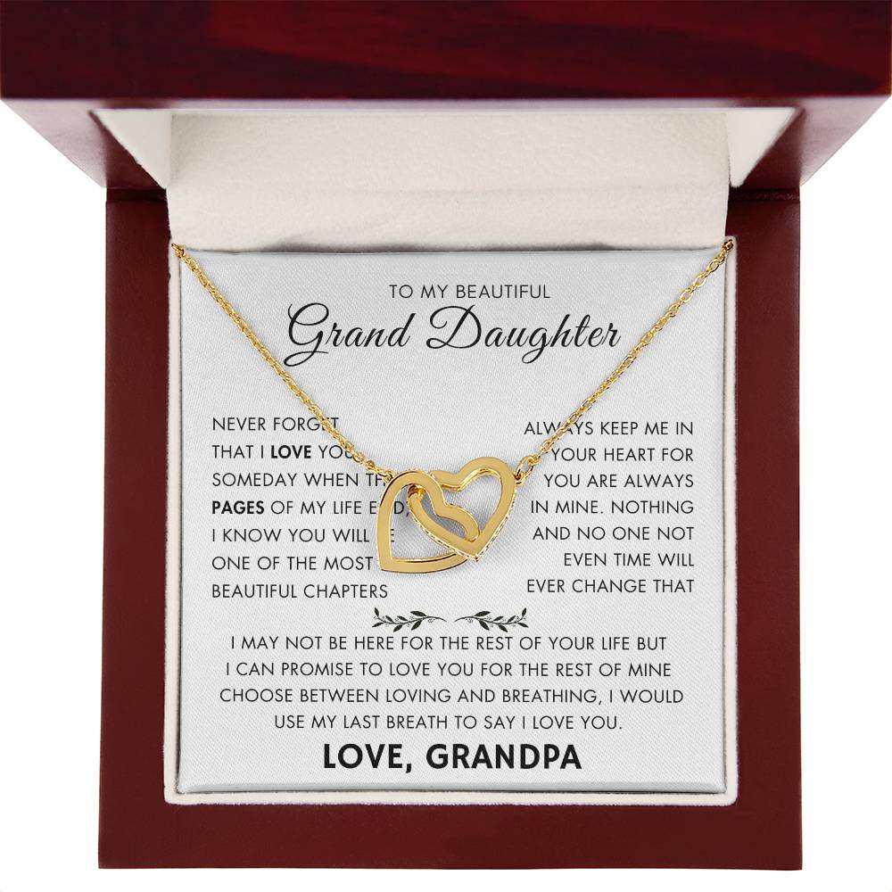 "To My Grand Daughter - Never Changing Love from Grandpa - Love Knot Necklace"