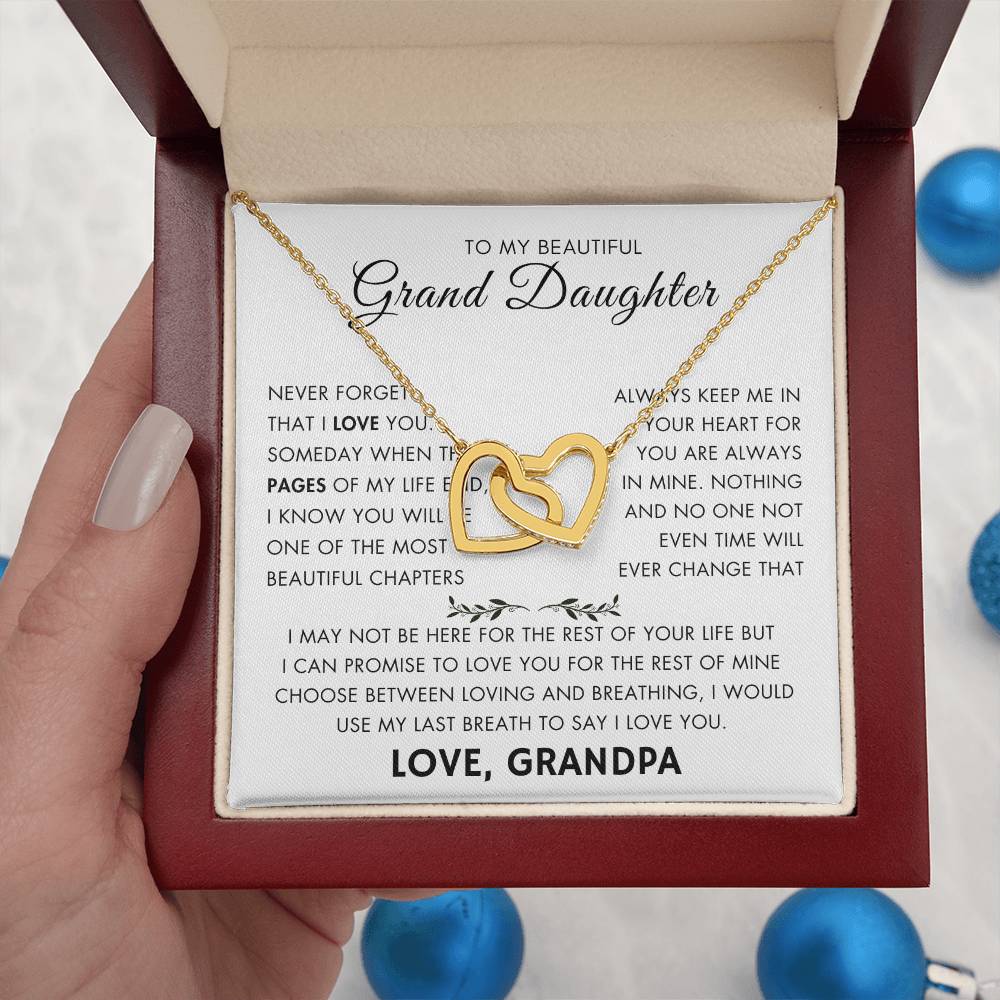 "To My Grand Daughter - Never Changing Love from Grandpa - Love Knot Necklace"