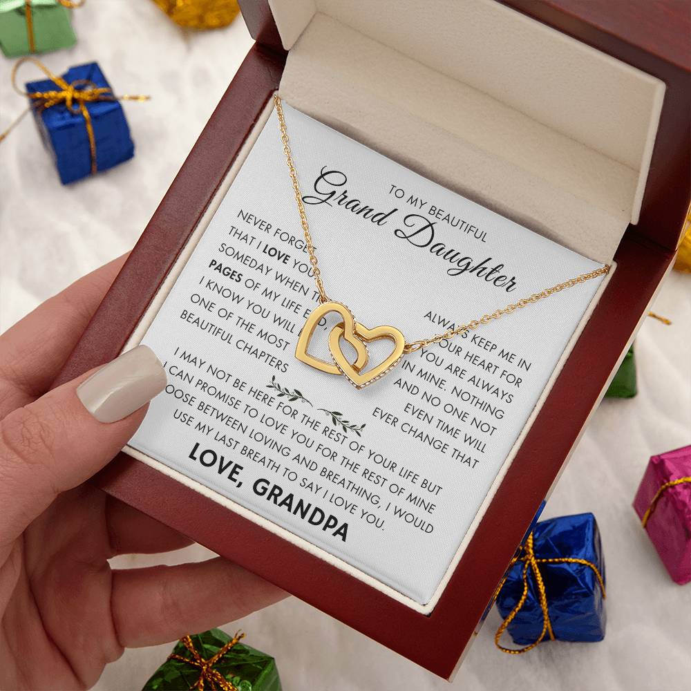 "To My Grand Daughter - Never Changing Love from Grandpa - Love Knot Necklace"