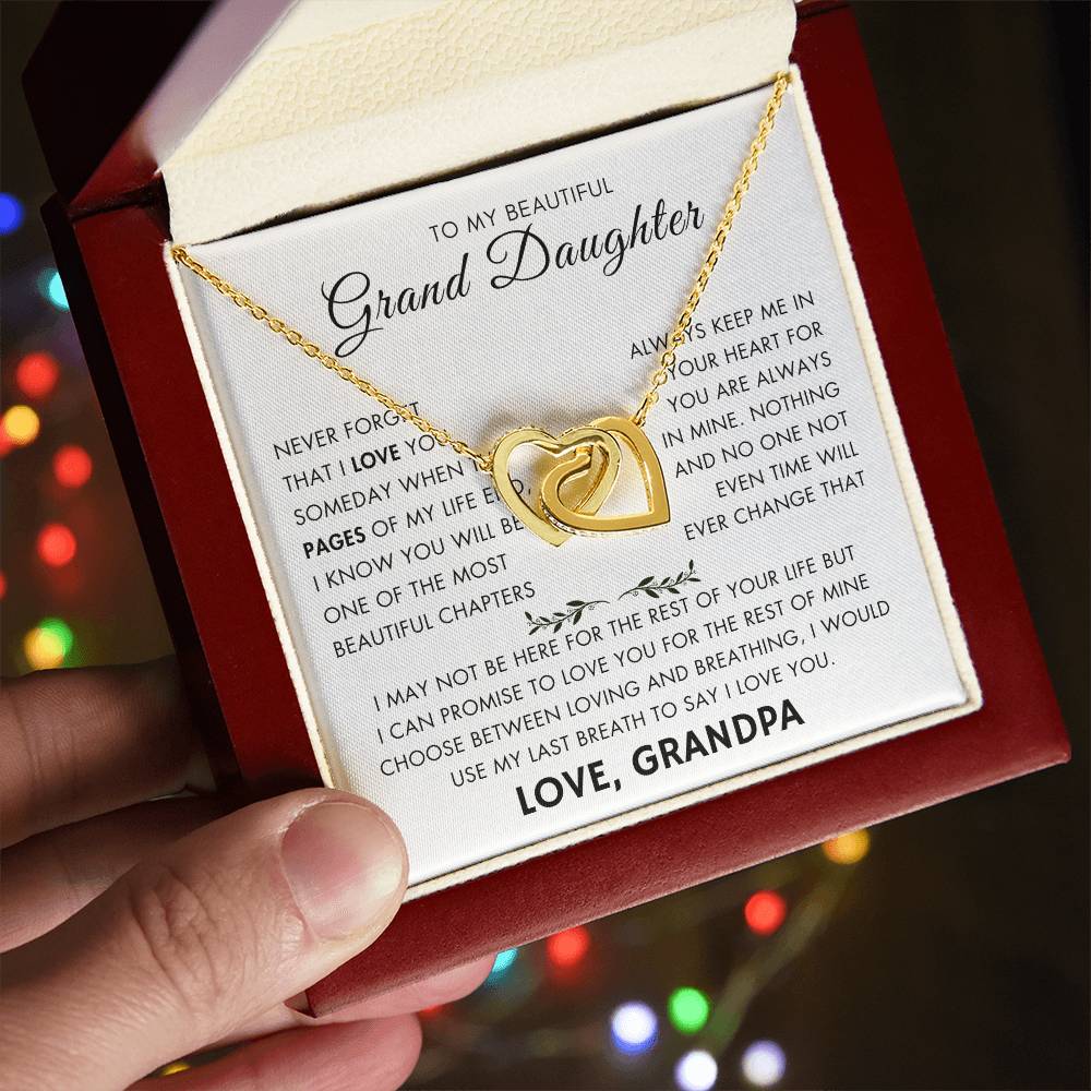 "To My Grand Daughter - Never Changing Love from Grandpa - Love Knot Necklace"