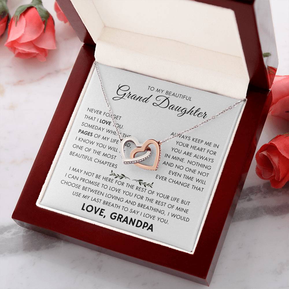 "To My Grand Daughter - Never Changing Love from Grandpa - Love Knot Necklace"