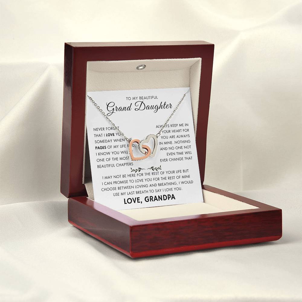 "To My Grand Daughter - Never Changing Love from Grandpa - Love Knot Necklace"