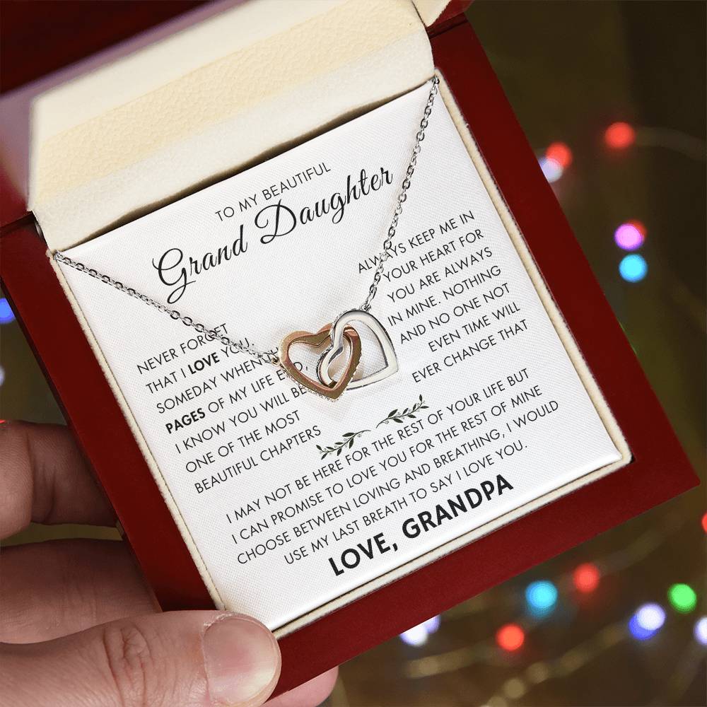 "To My Grand Daughter - Never Changing Love from Grandpa - Love Knot Necklace"