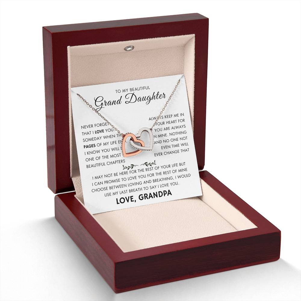 "To My Grand Daughter - Never Changing Love from Grandpa - Love Knot Necklace"